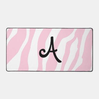 rosa Zebrastreifen und Monogramm Schreibtischunterlage