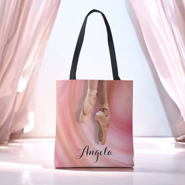 Rosa Zehenschuhe mit dem Namen Niedlich Ballet (Personalize this ballet tote with your name.)