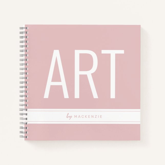Rosa Zeichnend Kunstskizze Buch mit Name (Vorderseite)