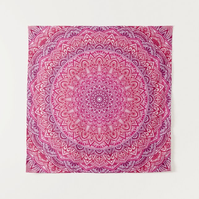 Rosa ZenMandala hübsche boho Spitze Wandteppich (Vorderseite)