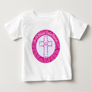 Rosa Zick-Zack-Kreuz mit Namen Zick-Zack-Kreuz Baby T-shirt