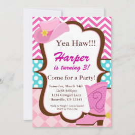 Rosa Zickzack, blaue Punkte, Einladung