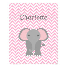 Rosa Zickzack Elephant Personalisiertes Kinderzimm