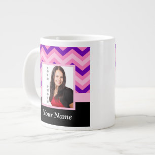 Rosa Zickzack Fotoschablone Jumbo-Tasse