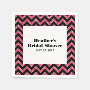 Rosa Zickzack Glitzer Brautparty Napkins Serviette