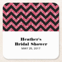 Rosa Zickzack Glitzer Brautparty Untersetzer