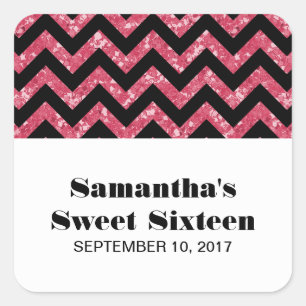 Rosa Zickzack Glitzer Sweet 16 Stickers