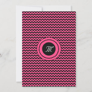 Rosa Zickzack Mit Monogramm Hochzeit Einladung