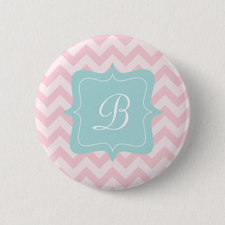 Rosa Zickzack-Monogramm Button