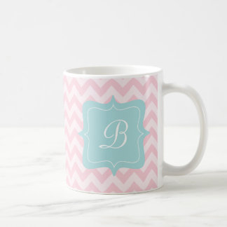 Rosa Zickzack-Monogramm Kaffeetasse