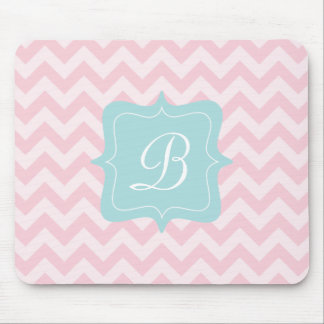Rosa Zickzack-Monogramm Mousepad