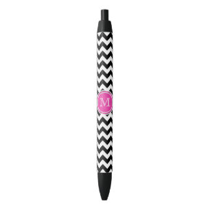 Rosa Zickzack Monogramm-Tinten-Schwarzweiss-Stift Kugelschreiber