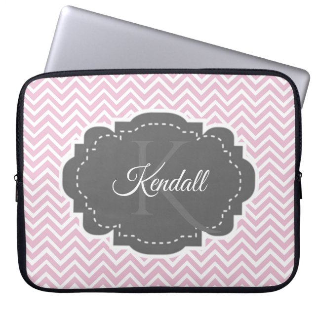 Rosa Zickzack Personalisierte Notebookschlaufe Laptopschutzhülle (Vorderseite)