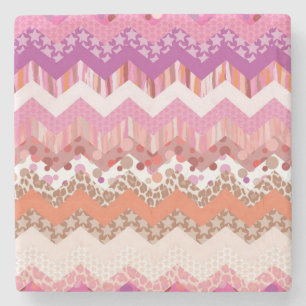 Rosa Zickzack Steinuntersetzer