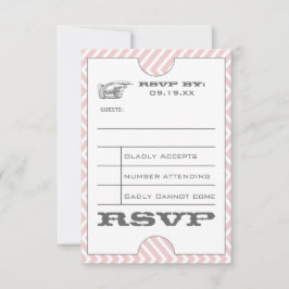 Rosa Zickzack Zig Zag Vintag Moderne Tickethochzei RSVP Karte