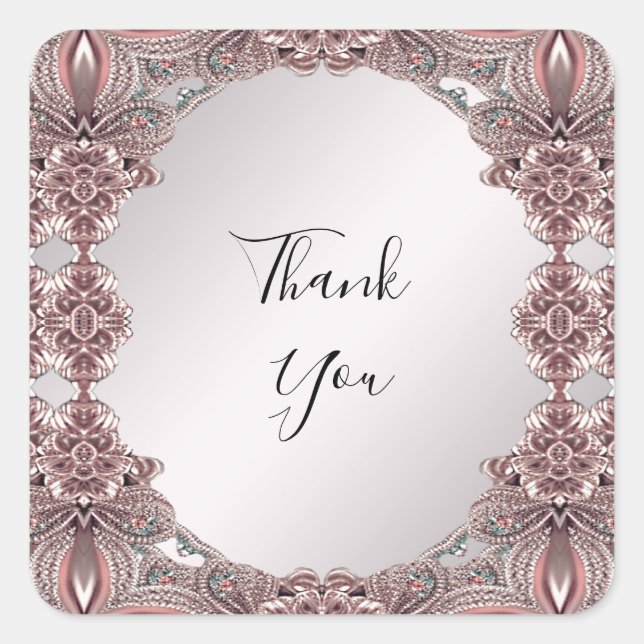 Rosa Zieraufkleber Quadratischer Aufkleber (Vorderseite)