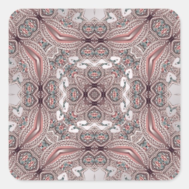 Rosa Zieraufkleber Quadratischer Aufkleber (Vorderseite)