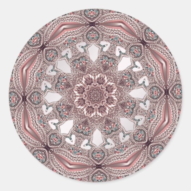 Rosa Zieraufkleber Runder Aufkleber (Vorderseite)