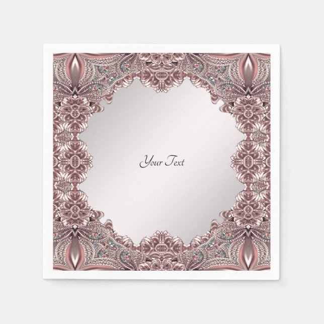 Rosa Zierkatzen Serviette (Vorderseite)