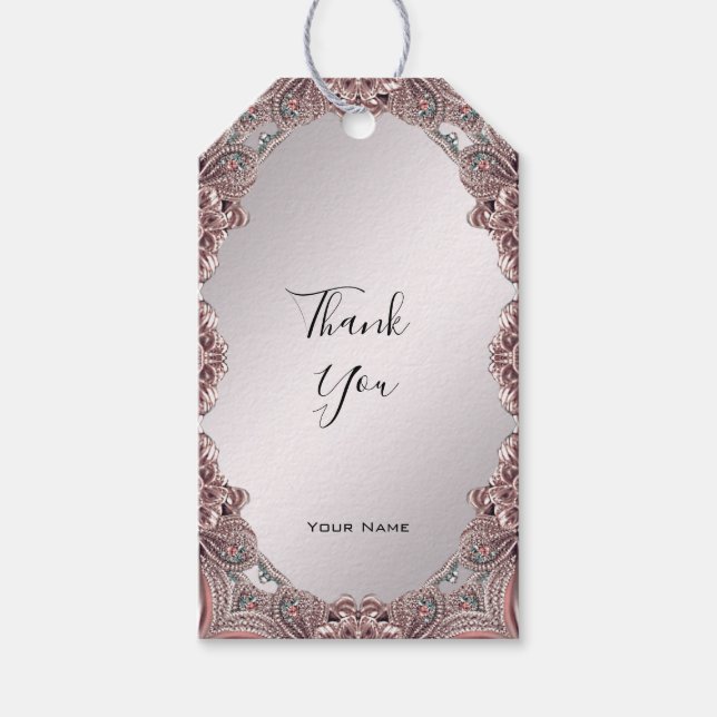 Rosa Ziermarke Geschenkanhänger (Vorderseite)