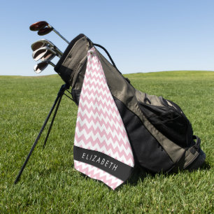 Rosa Zigzag, rosa Zickzack, Wellenmuster, Ihr Name Golfhandtuch