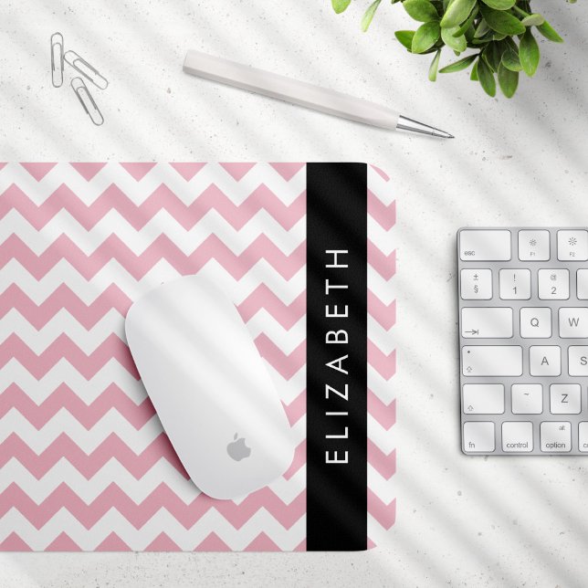 Rosa Zigzag, rosa Zickzack, Wellenmuster, Ihr Name Mousepad (Von Creator hochgeladen)