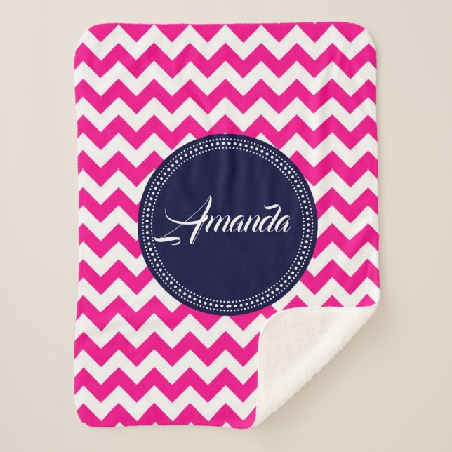 Rosa Zigzag Zickzack Nahtloses Muster Sherpadecke (Vorderseite)