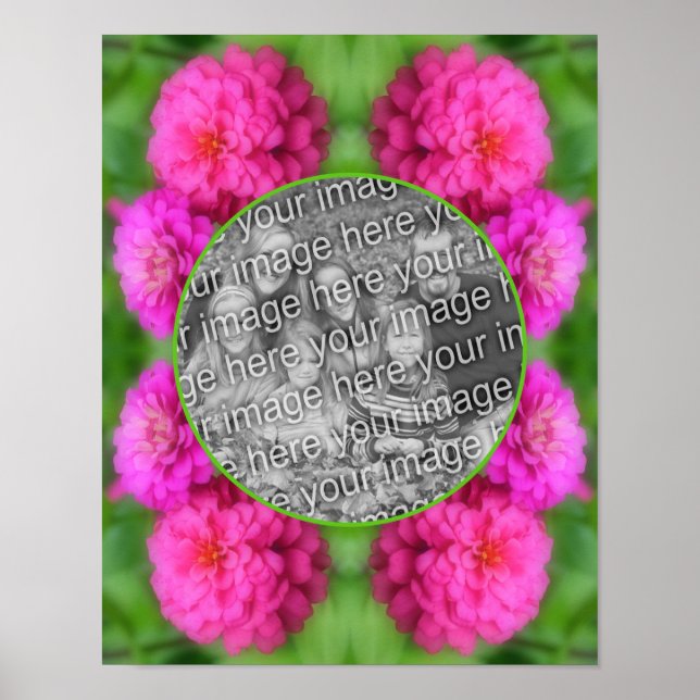 Rosa Zinnia-Blume gestalten Ihr eigenes Foto Poster (Vorne)