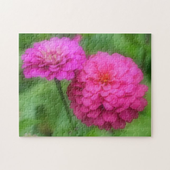 Rosa Zinnia Blume Natur Puzzle (Horizontal)