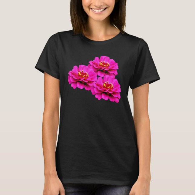 Rosa Zinnia Blume Natur T-Shirt (Vorderseite)
