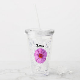 Rosa Zinnia Blume Personalisiert Acryltrinkbecher