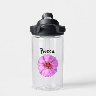 Rosa Zinnia Blume Personalisiert Trinkflasche