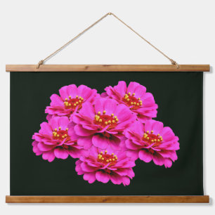 Rosa Zinnien-Blumenstrauß Wandteppich Mit Holzrahmen