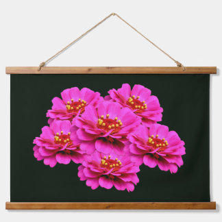Rosa Zinnien-Blumenstrauß Wandteppich Mit Holzrahmen