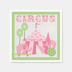 Rosa Zirkus-Geburtstags-Papierservietten Serviette