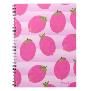 Rosa Zitronen Limonade Sommer Frucht Aquarell Spaß Notizblock