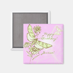 Rosa Zitronen-Limonen-Schmetterling Magnet