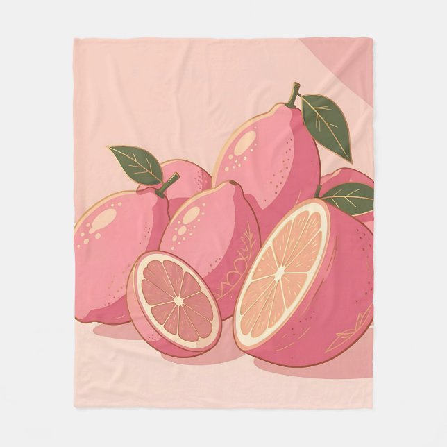 Rosa Zitronen Moderne Weibliche Zitrusfrüchte Fleecedecke (Vorderseite)
