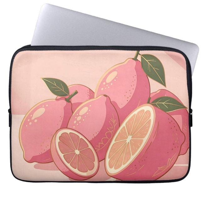 Rosa Zitronen Moderne Weibliche Zitrusfrüchte Laptopschutzhülle (Vorderseite)