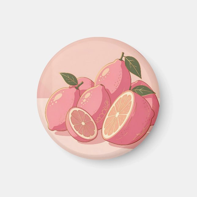 Rosa Zitronen Moderne Weibliche Zitrusfrüchte Magnet (Vorne)