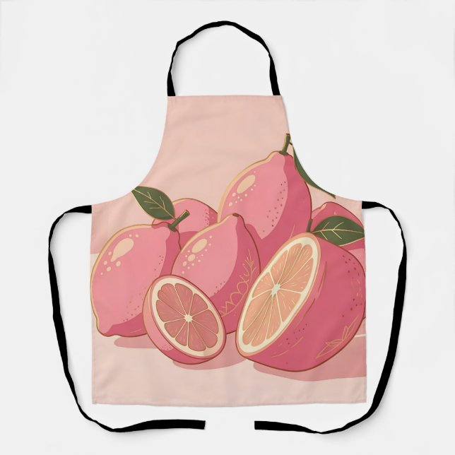 Rosa Zitronen Moderne Weibliche Zitrusfrüchte Schürze (Vorderseite)