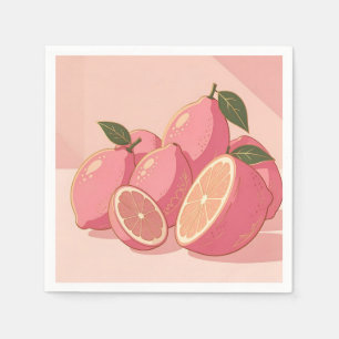 Rosa Zitronen Moderne Weibliche Zitrusfrüchte Serviette
