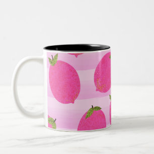 Rosa Zitronen Zitronen Sommerfrüchte Wasserfarbe Zweifarbige Tasse