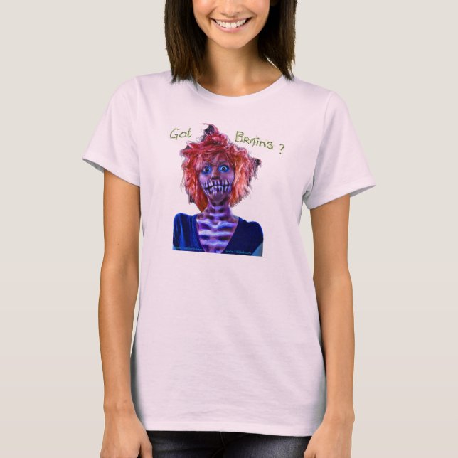 rosa Zombiemädchen T-Shirt (Vorderseite)