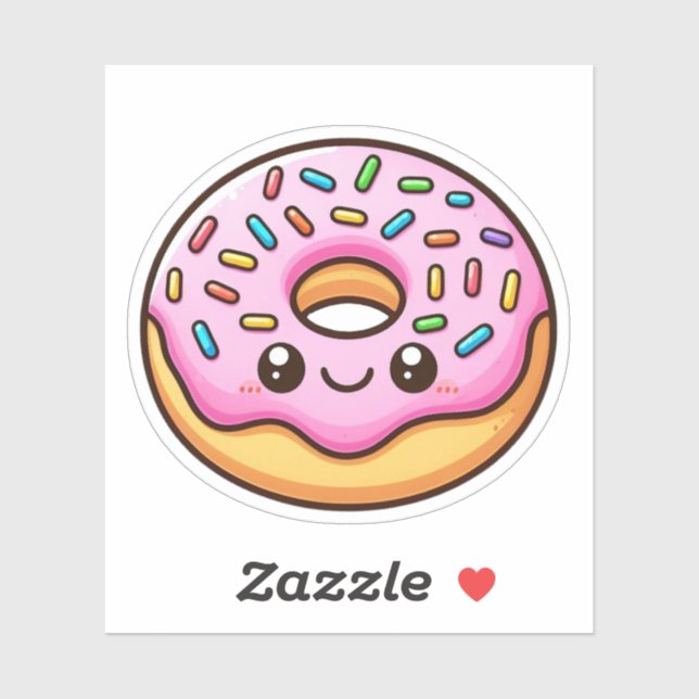 Rosa Zuckerguss Donut Custom-Cut Vinyl Stickers Aufkleber (Blatt)