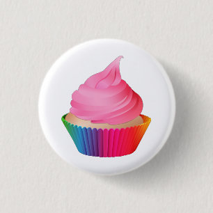 Rosa Zuckerguss-Vanille-Kuchen-Regenbogen-backende Button