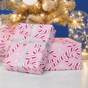 Rosa Zuckerstangen Weihnachten Geschenkpapier