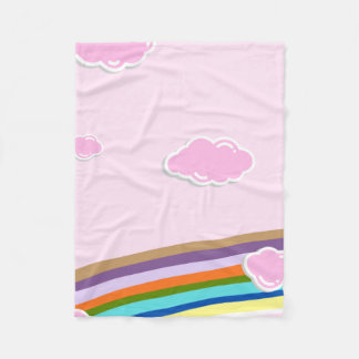 rosa Zuckerwatte-Himmel mit Regenbogen Fleecedecke