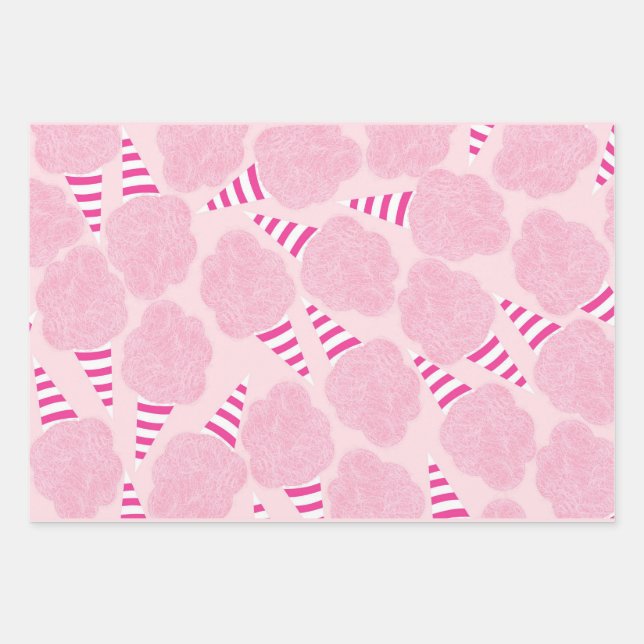 Rosa Zuckerwatte-Muster Geschenkpapier Set (Vorderseite)