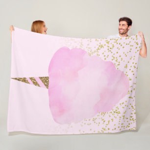 Rosa Zuckerwatte und goldener Glitter Whimsical Fu Fleecedecke